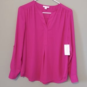 NWT CHARTER CLUB Berry Cool Long Sleeve Blouse Size Petite Small